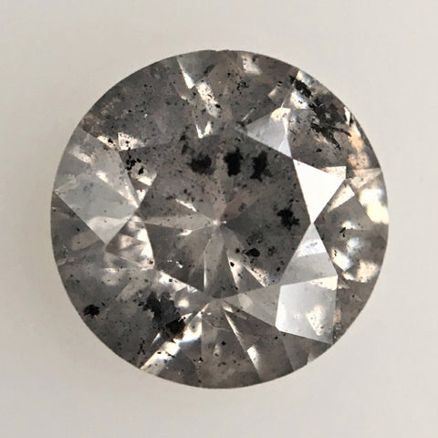 1.40 Ct Natural Loose Diamond, 7.14 mm x 4.33 mm Round Shape Brilliant Cut Salt And Pepper Color i3 Clarity, Round Loose Diamond SJ72/17