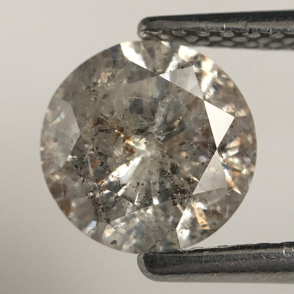 1.47 Ct Round Shape Brilliant Cut Salt And Pepper Diamond, 7.12 mm x 4.50 mm Round Natural Loose Diamond, i3 Clarity, Loose Diamond SJ72/25