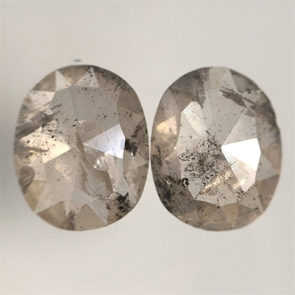 1.82 Ct Gray Oval Rose Cut Loose Diamonds: Natural Pair