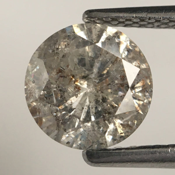 1.47 Ct Round Shape Brilliant Cut Salt And Pepper Diamond, 7.12 mm x 4.50 mm Round Natural Loose Diamond, i3 Clarity, Loose Diamond SJ72/25