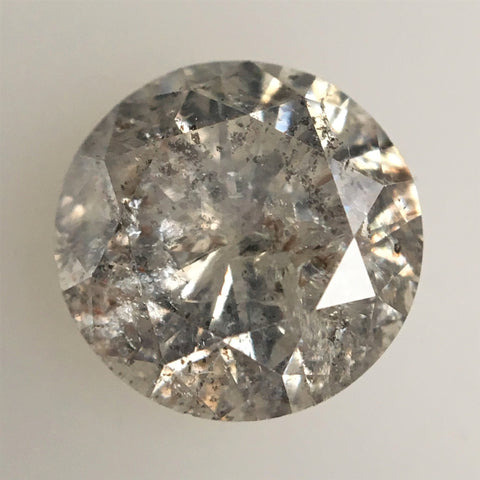 1.47 Ct Round Shape Brilliant Cut Salt And Pepper Diamond, 7.12 mm x 4.50 mm Round Natural Loose Diamond, i3 Clarity, Loose Diamond SJ72/25
