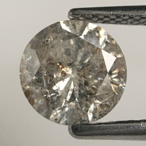 1.47 Ct Round Shape Brilliant Cut Salt And Pepper Diamond, 7.12 mm x 4.50 mm Round Natural Loose Diamond, i3 Clarity, Loose Diamond SJ72/25