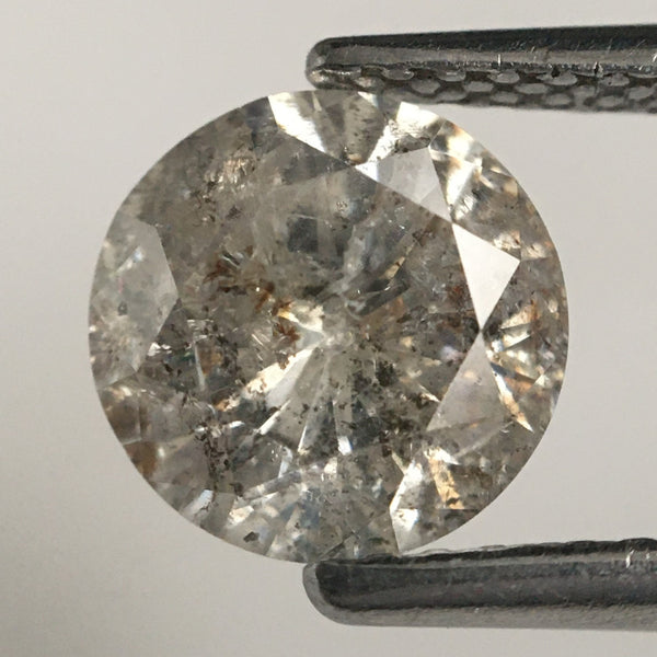 1.47 Ct Round Shape Brilliant Cut Salt And Pepper Diamond, 7.12 mm x 4.50 mm Round Natural Loose Diamond, i3 Clarity, Loose Diamond SJ72/25
