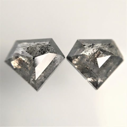 4.54 Ct Salt Pepper Shield Shape Natural Loose Diamond, 8.93 mm x 10.01 mm x 3.63 mm Pair Fancy Shape Natural Loose Diamond SJ74/04