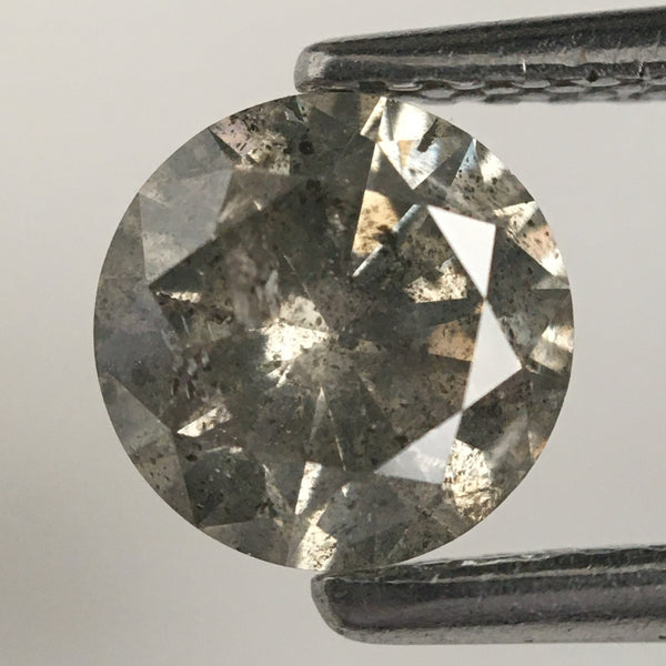 0.85 Ct Natural Salt and Pepper Brilliant Cut Diamond, 5.95 mm x 3.67 mm Grey & Black Loose Diamonds, Natural Loose Diamond SJ72/59