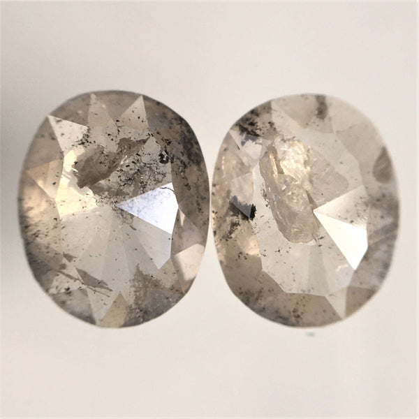 1.82 Ct Gray Oval Rose Cut Loose Diamonds: Natural Pair