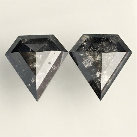 10.29 Ct Shield Shape Natural Loose Salt and Pepper Diamond, 15.16 mm x 14.30 mm x 3.75 mm Pair Fancy Shape Natural Loose Diamond SJ74/09