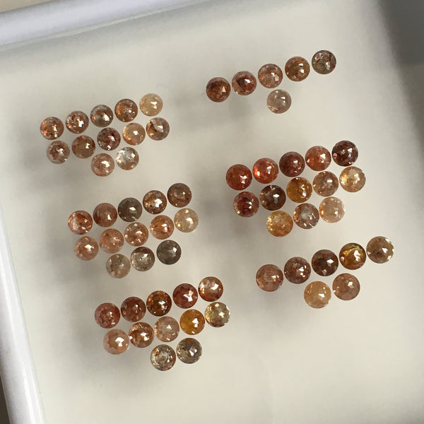 25.15 Ct Natural Round Shape Rose Cut Loose Diamonds Lot, Fancy Color Round Rose Cut Natural Diamonds Lot, RR-21toRR-26