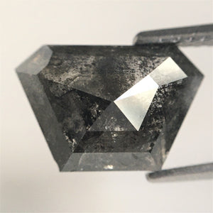 2.82 Ct 7.59 mm X 11.34 mm X 3.92 mm Trapezoid Shape Gray Black Salt Pepper Rose Cut Natural Loose Diamond Natural Geometric Diamond SJ10/27