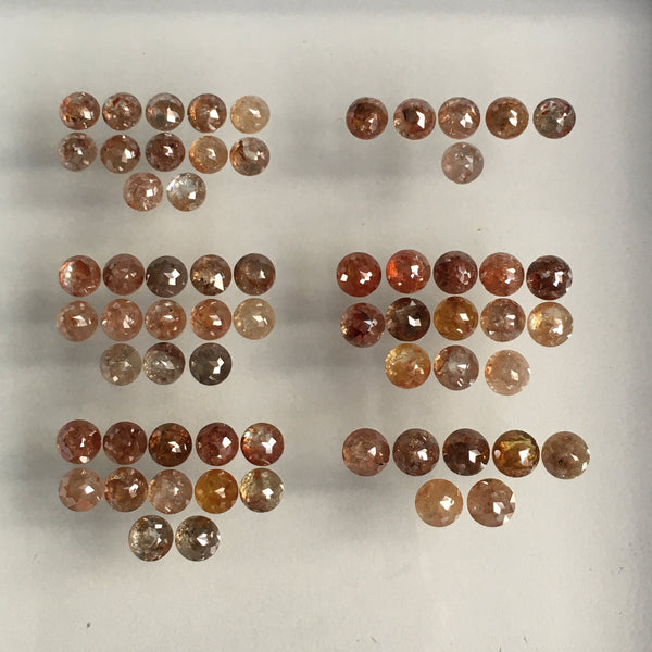 25.15 Ct Natural Round Shape Rose Cut Loose Diamonds Lot, Fancy Color Round Rose Cut Natural Diamonds Lot, RR-21toRR-26