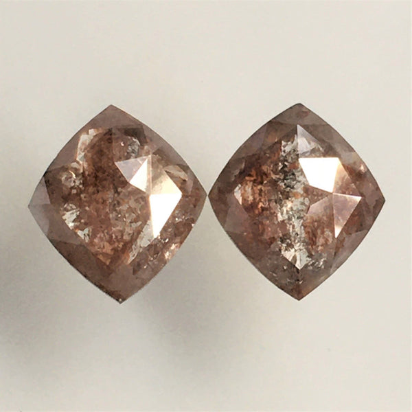 Pair Of 2.46 Ct Cushion Shape Reddish Brown Natural Loose Diamond, 9.50 mm X 8.50 mm, Cushion Shape Rose Cut Natural Loose Diamond SJ12/20