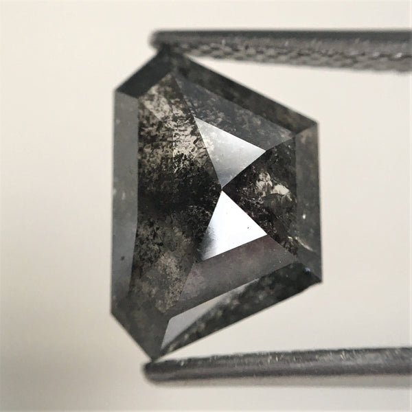 2.82 Ct 7.59 mm X 11.34 mm X 3.92 mm Trapezoid Shape Gray Black Salt Pepper Rose Cut Natural Loose Diamond Natural Geometric Diamond SJ10/27