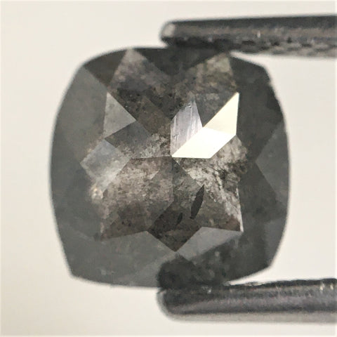 1.24 Ct Cushion Shape Fancy Grey Black Natural Loose Diamond 6.88 mm X 6.88 mm x 3.11 mm Cushion Rose Cut Natural Loose Diamond SJ10/33