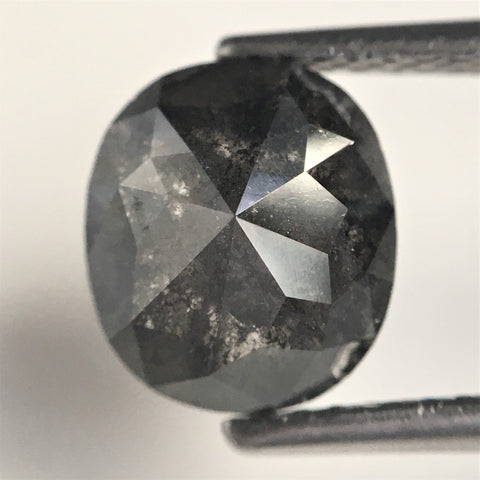 1.97 Ct Oval Shape Fancy Grey Black Natural Loose Diamond 8.27 mm X 7.26 mm X 3.77 mm Oval Shape Rose Cut Natural Loose Diamond SJ10/51