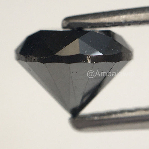 1.45 Ct Round Brilliant Cut Loose Natural Diamond 6.60 mm x 4.92 mm, Heated Black Round Cut Natural Loose Diamond best for ring SJ74/17