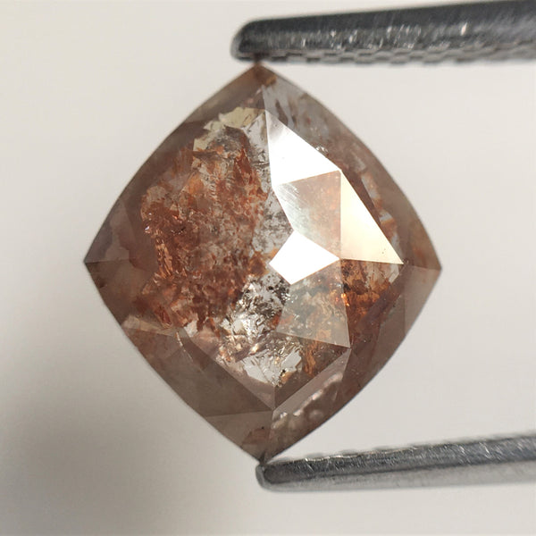 Pair Of 2.46 Ct Cushion Shape Reddish Brown Natural Loose Diamond, 9.50 mm X 8.50 mm, Cushion Shape Rose Cut Natural Loose Diamond SJ12/20