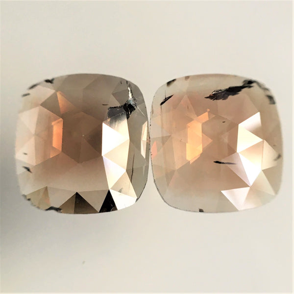 Pair Of 1.47 Ct Cushion Shape Fancy Brown Natural Loose Diamond, 7.00 mm X 6.60 mm Cushion Shape Rose Cut Natural Loose Diamond SJ12/27