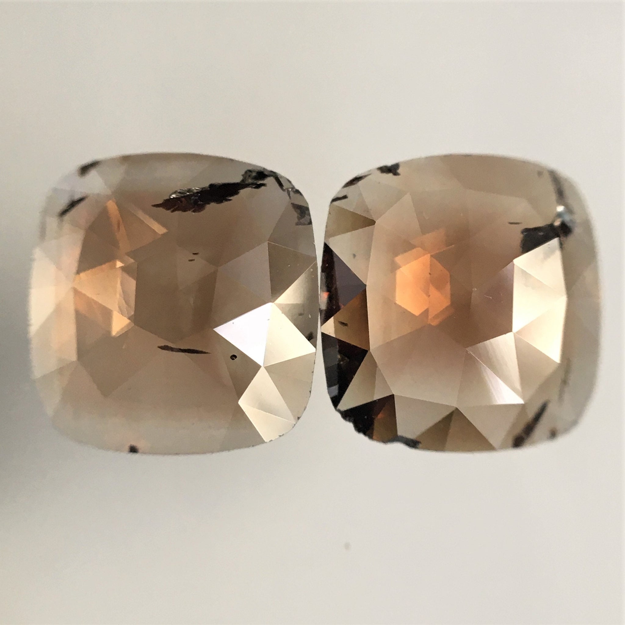 Pair Of 1.47 Ct Cushion Shape Fancy Brown Natural Loose Diamond, 7.00 mm X 6.60 mm Cushion Shape Rose Cut Natural Loose Diamond SJ12/27