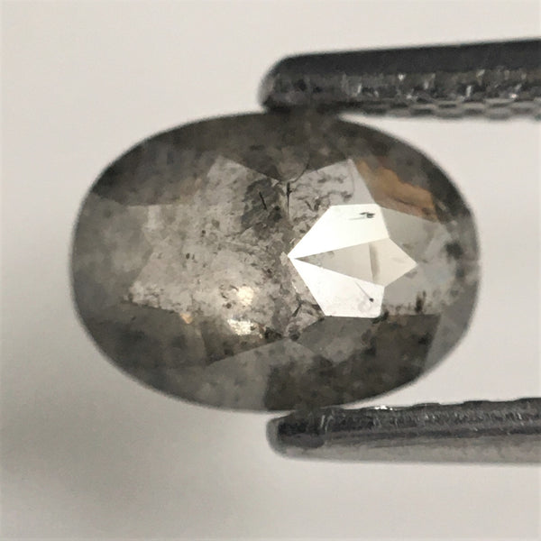 0.56 Ct Natural loose diamond salt and pepper Oval shape rose cut, 6.70 mm x 4.95 mm x 2.03 mm Brilliant Oval natural diamond SJ73/38