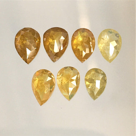 2.76 Ct Fancy color pear shape natural loose diamond 7 Pcs, 5.33 mm to 6.10 mm Rose cut natural rustic diamond, Polished diamond SJ67/23