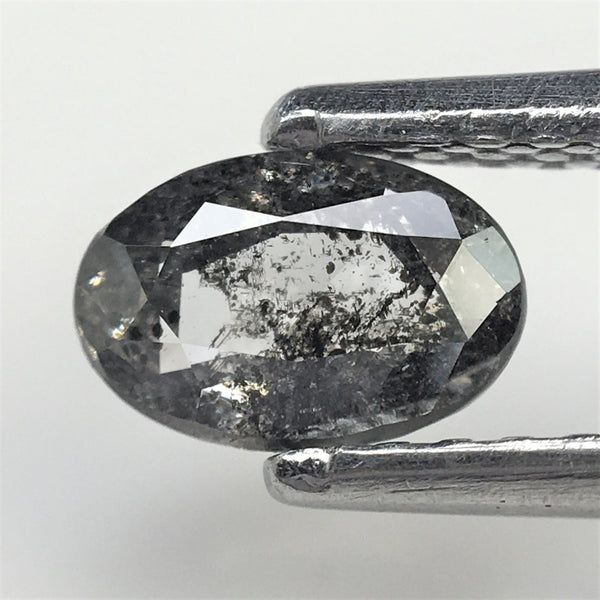 0.47 Ct Natural loose diamond salt and pepper Oval shape rose cut, 6.03 mm x 4.02 mm x 2.22 mm Brilliant Oval natural diamond SJ73/35