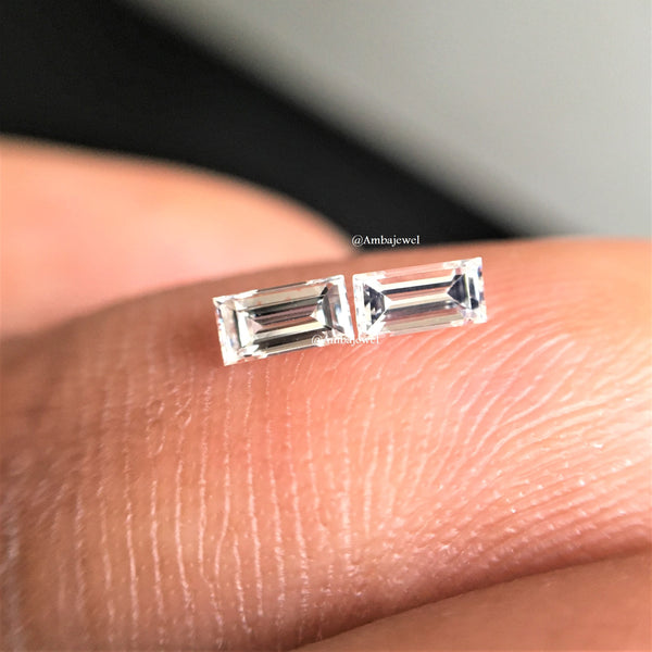 Baguette Cut Diamond Pair: 0.12ct G/H VS/VVS, 4x2mm Loose Diamonds