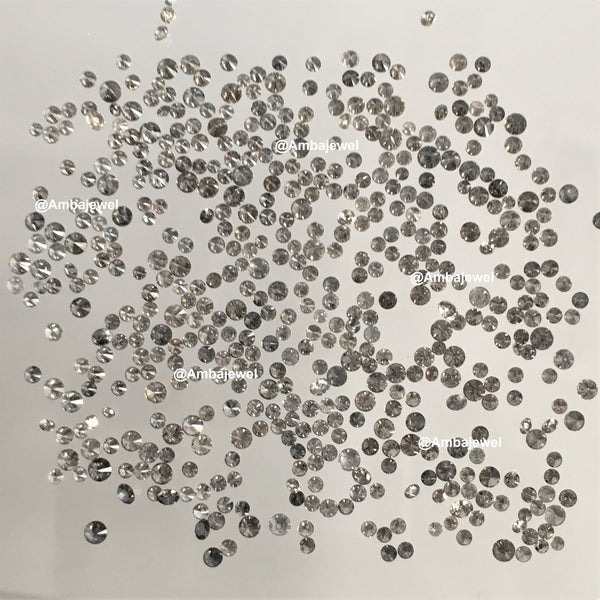 1.00 Ct lot, 2.50 mm to 2.60 mm Natural Salt and Pepper Round Brilliant Cut Diamond, 13 to 15 Pcs Diamond, Polished Round Cut Diamond