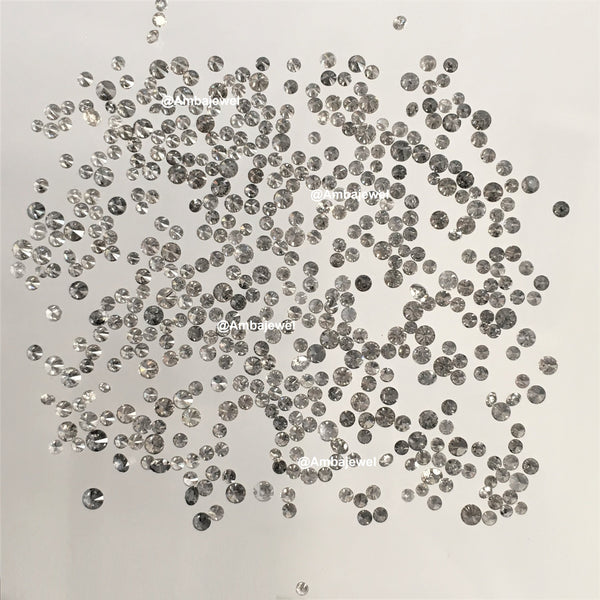 1.00 Ct lot, 2.50 mm to 2.60 mm Natural Salt and Pepper Round Brilliant Cut Diamond, 13 to 15 Pcs Diamond, Polished Round Cut Diamond