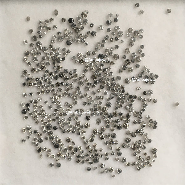 1.00 Ct lot, 2.50 mm to 2.60 mm Natural Salt and Pepper Round Brilliant Cut Diamond, 13 to 15 Pcs Diamond, Polished Round Cut Diamond
