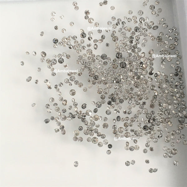 1.00 Ct lot, 2.30 mm to 2.40 mm Natural Salt and Pepper Round Brilliant Cut Diamond, 16 to 21 Pcs Diamond, Polished Round Cut Diamond