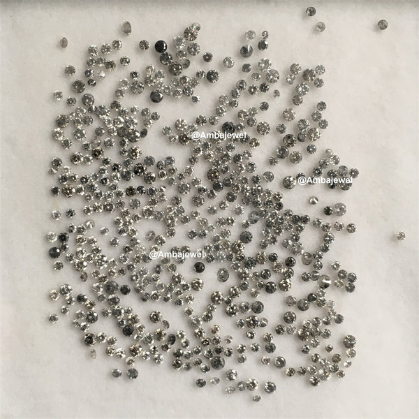 1.00 Ct Natural Salt and Pepper Round Cut Diamond Lot (38-45 Pcs)