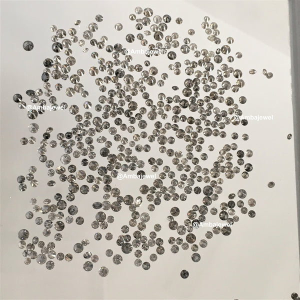 1.00 Ct lot, 2.50 mm to 2.60 mm Natural Salt and Pepper Round Brilliant Cut Diamond, 13 to 15 Pcs Diamond, Polished Round Cut Diamond