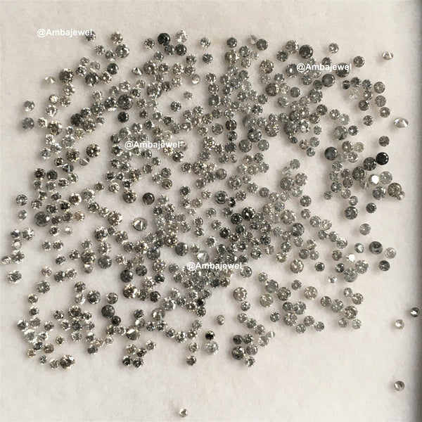 1.00 Ct lot, 2.50 mm to 2.60 mm Natural Salt and Pepper Round Brilliant Cut Diamond, 13 to 15 Pcs Diamond, Polished Round Cut Diamond