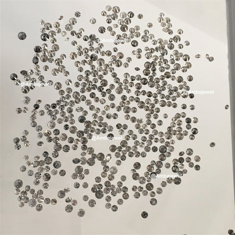 1.00 Ct lot, 1.45 mm to 1.50 mm Natural Salt and Pepper Round Brilliant Cut Diamond, 70 to 80 Pcs Diamond, Polished Round Cut Diamond lot