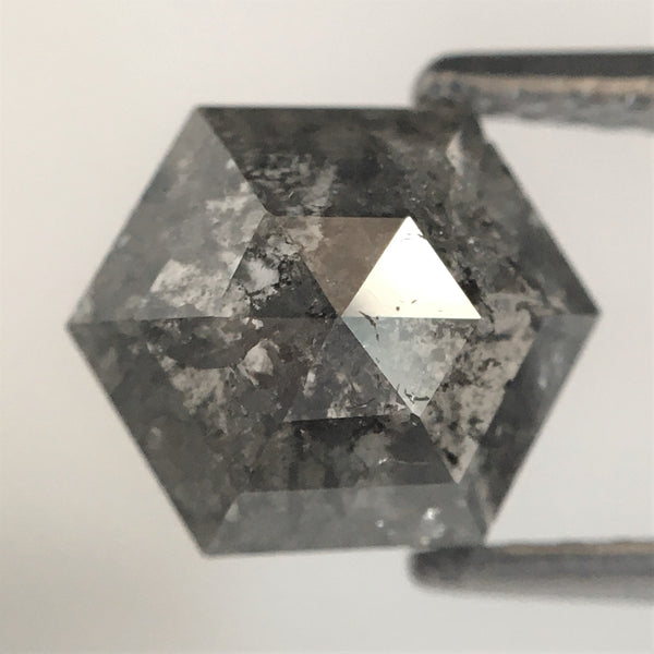 2.02 Ct Natural Loose Diamond Hexagonal Shape Salt and Pepper, 8.28 x 6.95 x 4.02 mm Back-Flat Geometry Shape Natural Loose Diamond SJ75/59