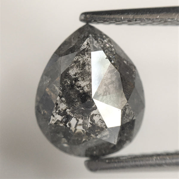 1.51 Ct Pear Shape natural loose diamond salt and pepper, 8.97 x 7.33 x 2.94 mm Flat-Base pear shape natural diamond SJ75/69