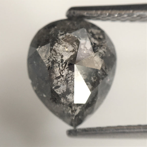 1.51 Ct Pear Shape natural loose diamond salt and pepper, 8.97 x 7.33 x 2.94 mm Flat-Base pear shape natural diamond SJ75/69