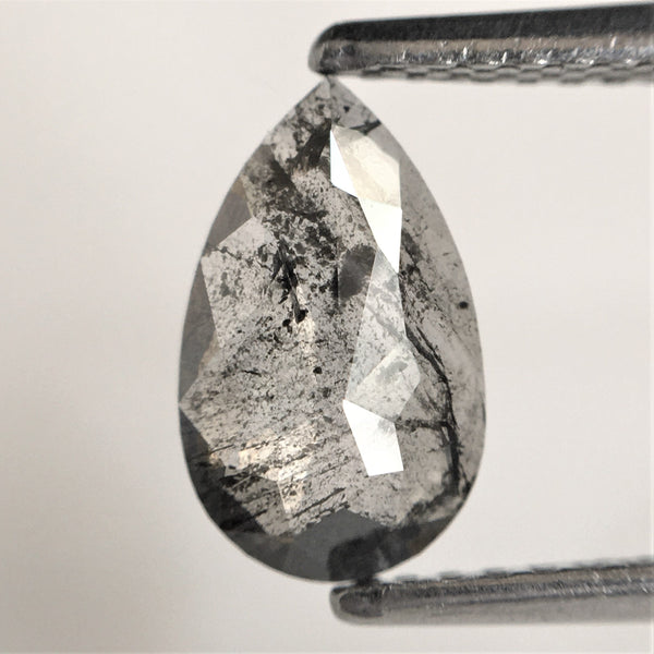 0.81 Ct Pear Shape natural loose diamond salt and pepper, 9.06 x 5.45 x 1.79 mm Flat-Base pear shape natural diamond SJ75/43