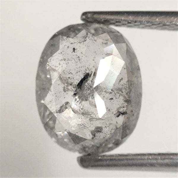 1.81 Ct Natural loose diamond salt and pepper Oval shape rose cut, 8.92 x 7.22 x 2.95 mm Base Flat Oval natural diamond SJ75/24