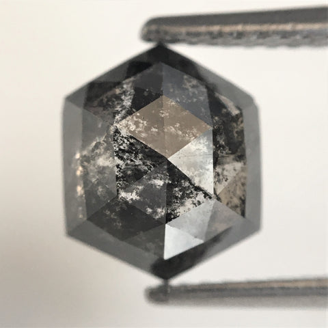 1.93 Ct Natural Loose Diamond Hexagonal Shape Salt and Pepper, 8.61 x 7.18 x 3.58 mm Back-Flat Geometry Shape Natural Loose Diamond SJ75/53