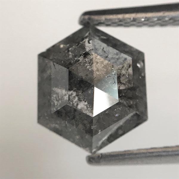 2.02 Ct Natural Loose Diamond Hexagonal Shape Salt and Pepper, 8.28 x 6.95 x 4.02 mm Back-Flat Geometry Shape Natural Loose Diamond SJ75/59