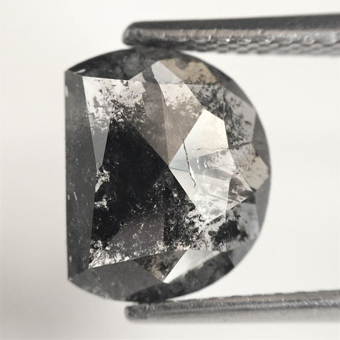 2.41 Ct Natural Loose Diamond Halfmoon Salt and Pepper 9.84 x 7.97 x 2.97 mm Flat-Base D-Shape Rose Cut Natural Loose Diamond SJ75/71