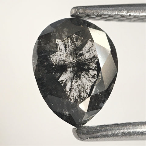 0.62 Ct Pear Shape natural loose diamond salt and pepper, 7.05 x 5.44 x 2.05 mm Full-Cut pear shape natural diamond SJ75/85