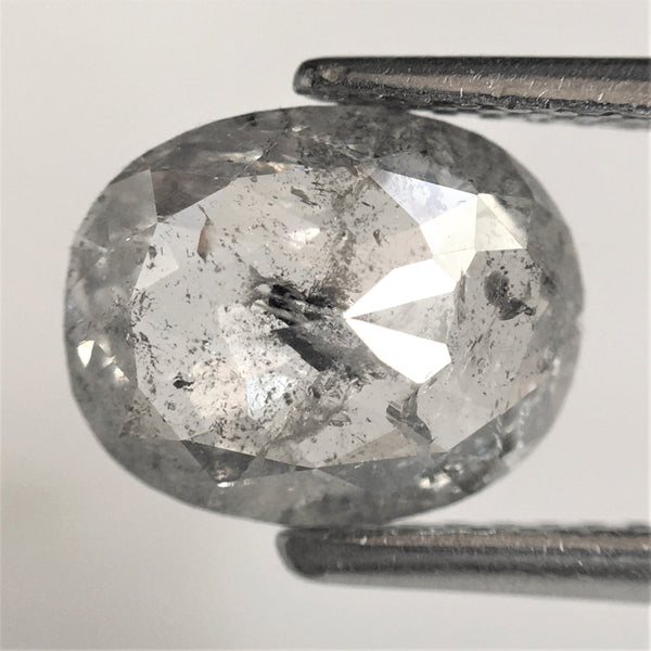 1.81 Ct Natural loose diamond salt and pepper Oval shape rose cut, 8.92 x 7.22 x 2.95 mm Base Flat Oval natural diamond SJ75/24