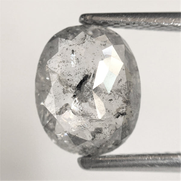 1.81 Ct Natural loose diamond salt and pepper Oval shape rose cut, 8.92 x 7.22 x 2.95 mm Base Flat Oval natural diamond SJ75/24