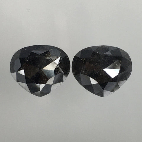 Pair of 2.58 Ct Pear Shape Black Color Rose Cut Loose diamond, 7.35 mm x 8.50 mm Pear cut natural black natural loose diamond SJ18/13