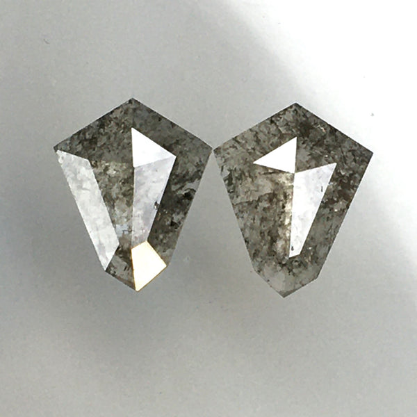 Pair of Natural Shield Shape loose Diamond 2.30 Ct 9.80 mm X 8.10 mm Fancy Grey, Polished Diamond best for engagement & wedding ring SJ19/11