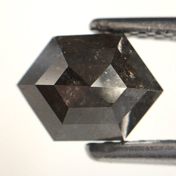 1.10 Carat Natural Loose Diamond Hexagon Shape 7.00 mm X 5.20 mm, Fancy Dark Grey Color Hexagon Cut loose diamond SJ20/19