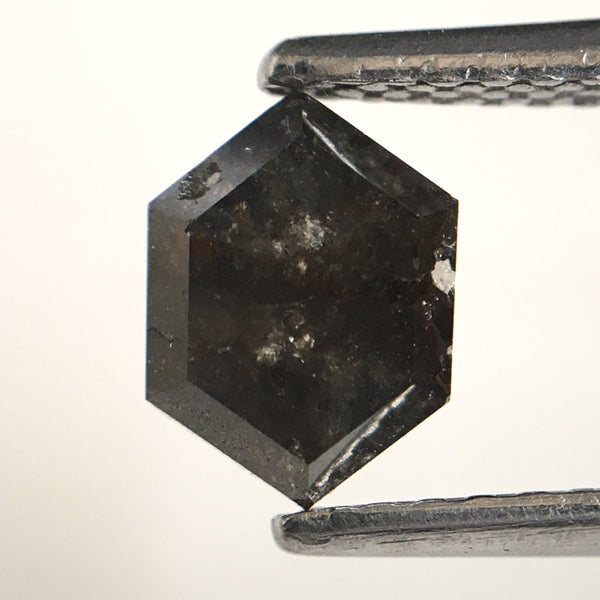 1.10 Carat Natural Loose Diamond Hexagon Shape 7.00 mm X 5.20 mm, Fancy Dark Grey Color Hexagon Cut loose diamond SJ20/19