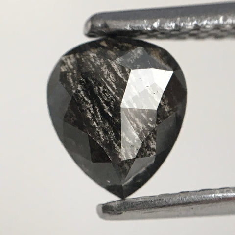 0.75 Ct Salt and pepper pear shape loose natural diamond, 6.40 x 5.52 x 2.30 mm Brilliant Rose Cut Pear Natural Diamond SJ80/01